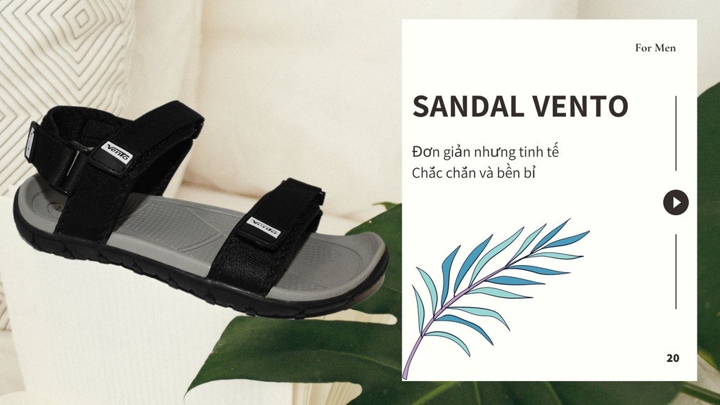 Mô tả Sandal nam Vento 2 quai ngang NV8302B màu đen có big size 44 45 | Vento  NV8302 SD8302 - 1