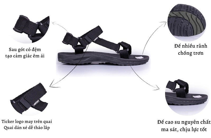 Mô tả Sandal nam Vento quai ngang NV25B màu đen có big size 44 45 (Form to) | Vento  NV25 SD25 - 2