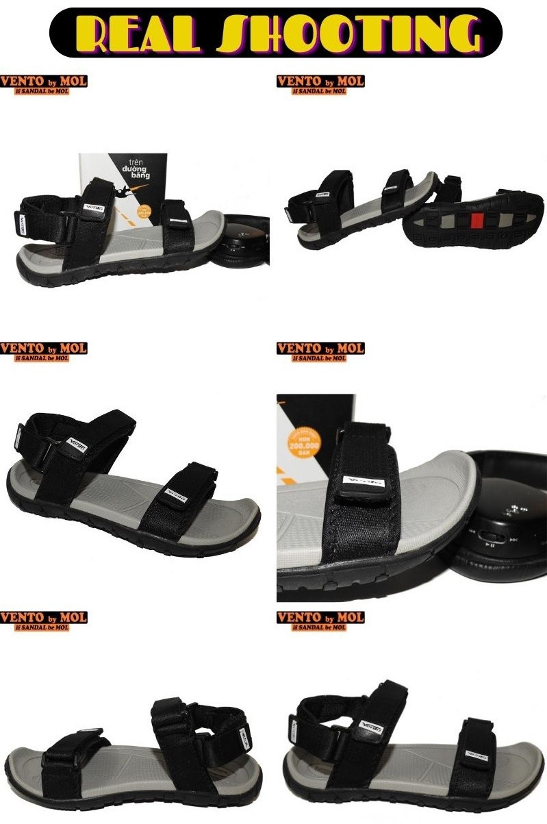 Mô tả Sandal nam Vento 2 quai ngang NV8302B màu đen có big size 44 45 | Vento  NV8302 SD8302 - 3