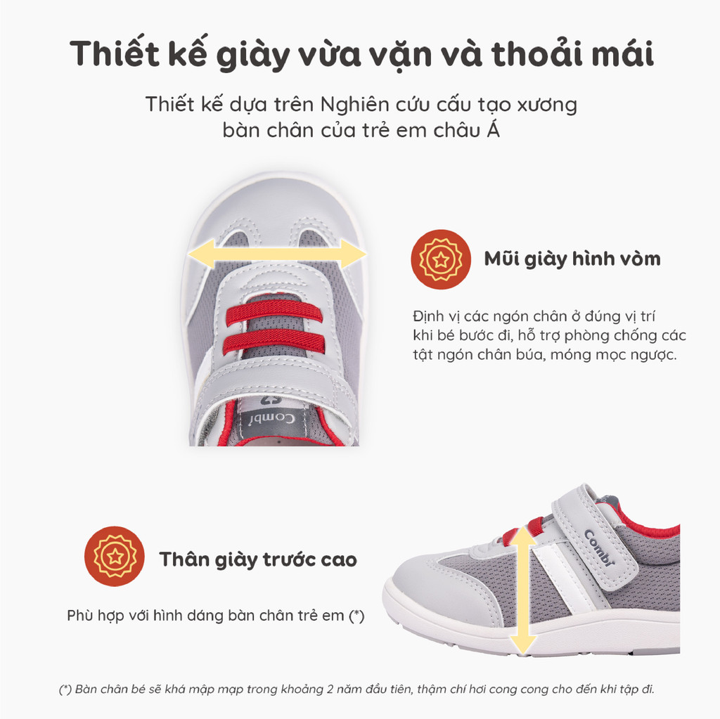 Mô tả Giày Combi S-Go đế định hình chống bàn chân bẹt 24AW01 màu ghi - 3