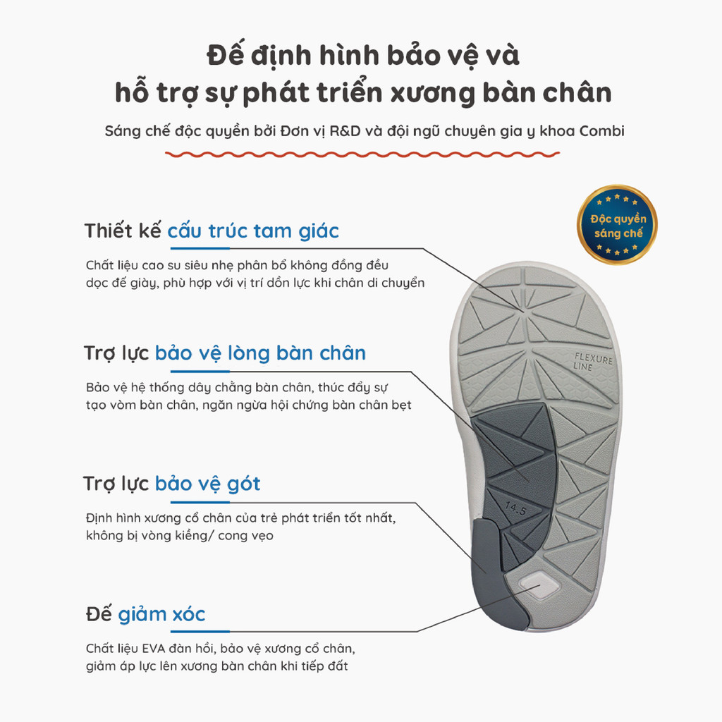 Mô tả Giày Combi S-Go đế định hình chống bàn chân bẹt 24AW01 màu xanh - 1