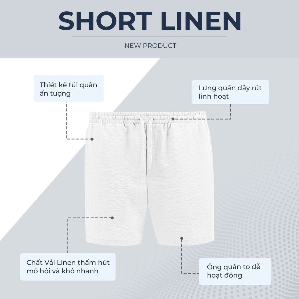 Mô tả Quần short LINEN POLOMANOR chất đũi cao cấp, mềm mại, lưng thun, thoải mái thanh lịch - 2