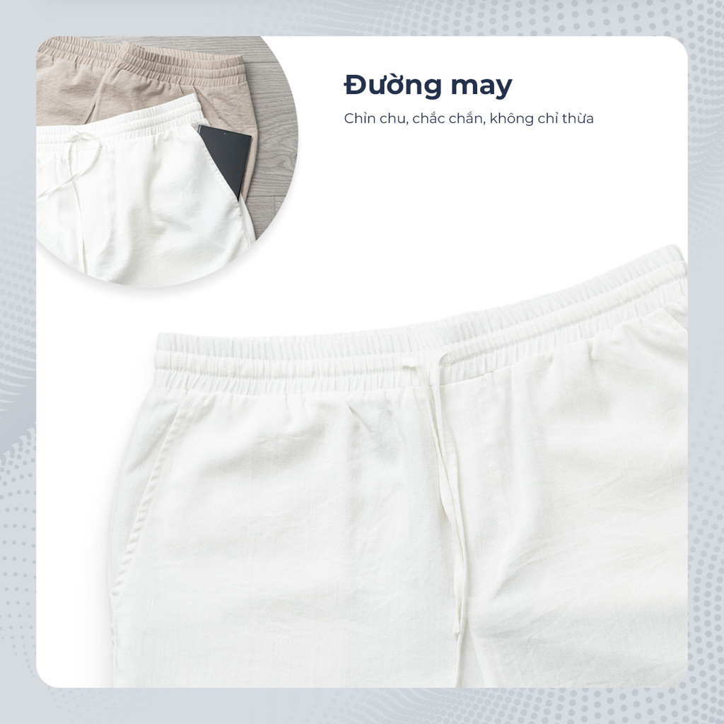 Mô tả Quần short LINEN POLOMANOR chất đũi cao cấp, mềm mại, lưng thun, thoải mái thanh lịch - 4