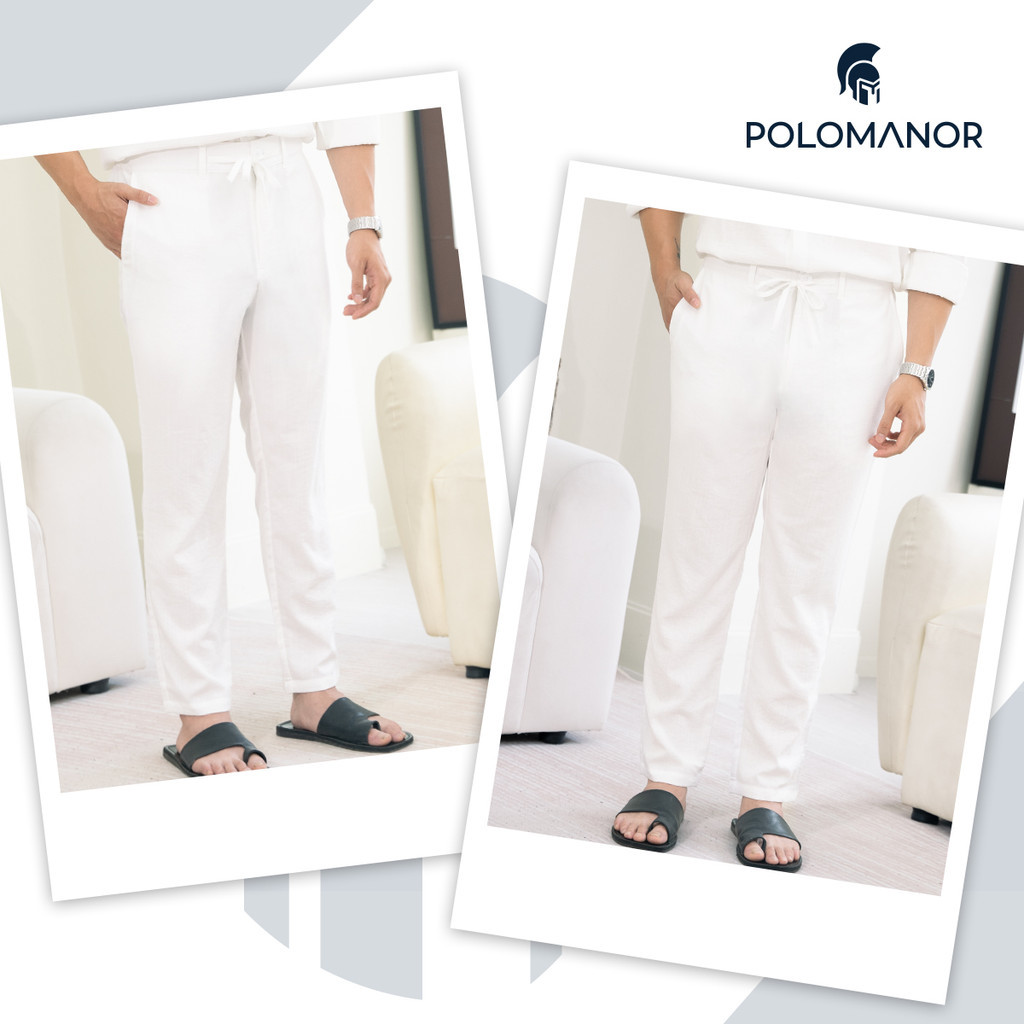 Mô tả Quần dài nam ống suông LINEN POLOMANOR chất đũi cao cấp, lưng thun mềm mại thoải mái, nam tính - 1