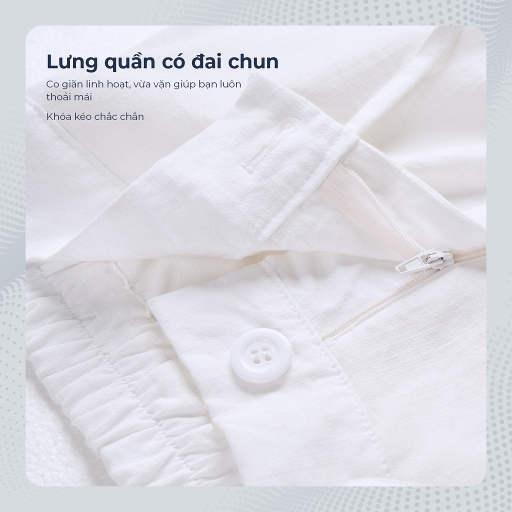 Mô tả Quần dài nam ống suông LINEN POLOMANOR chất đũi cao cấp, lưng thun mềm mại thoải mái, nam tính - 3