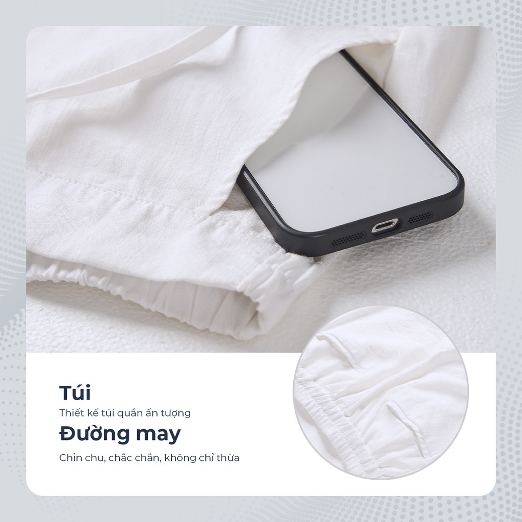 Mô tả Quần dài nam ống suông LINEN POLOMANOR chất đũi cao cấp, lưng thun mềm mại thoải mái, nam tính - 4