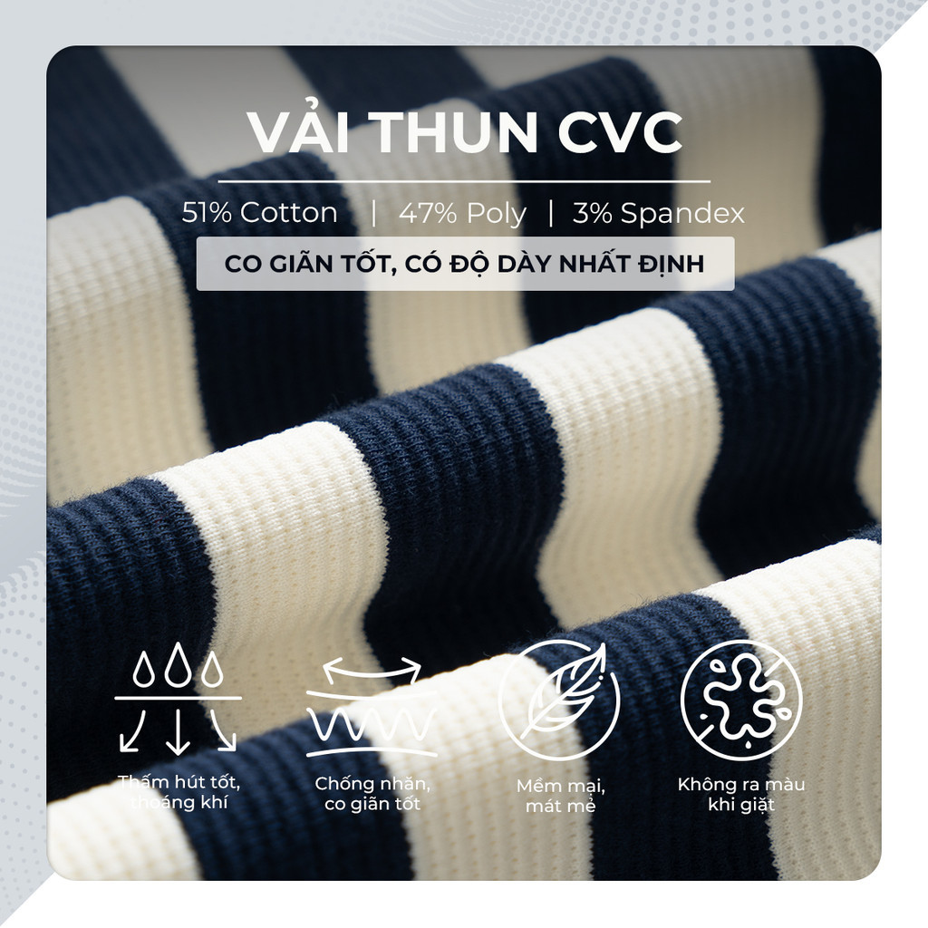 Mô tả Áo thun nam cổ tròn kẻ sọc TSHIRT TOBY, BST TỪ NHÀ RA PHỐ, vải Cotton cvc, đứng form POLOMANOR - 5