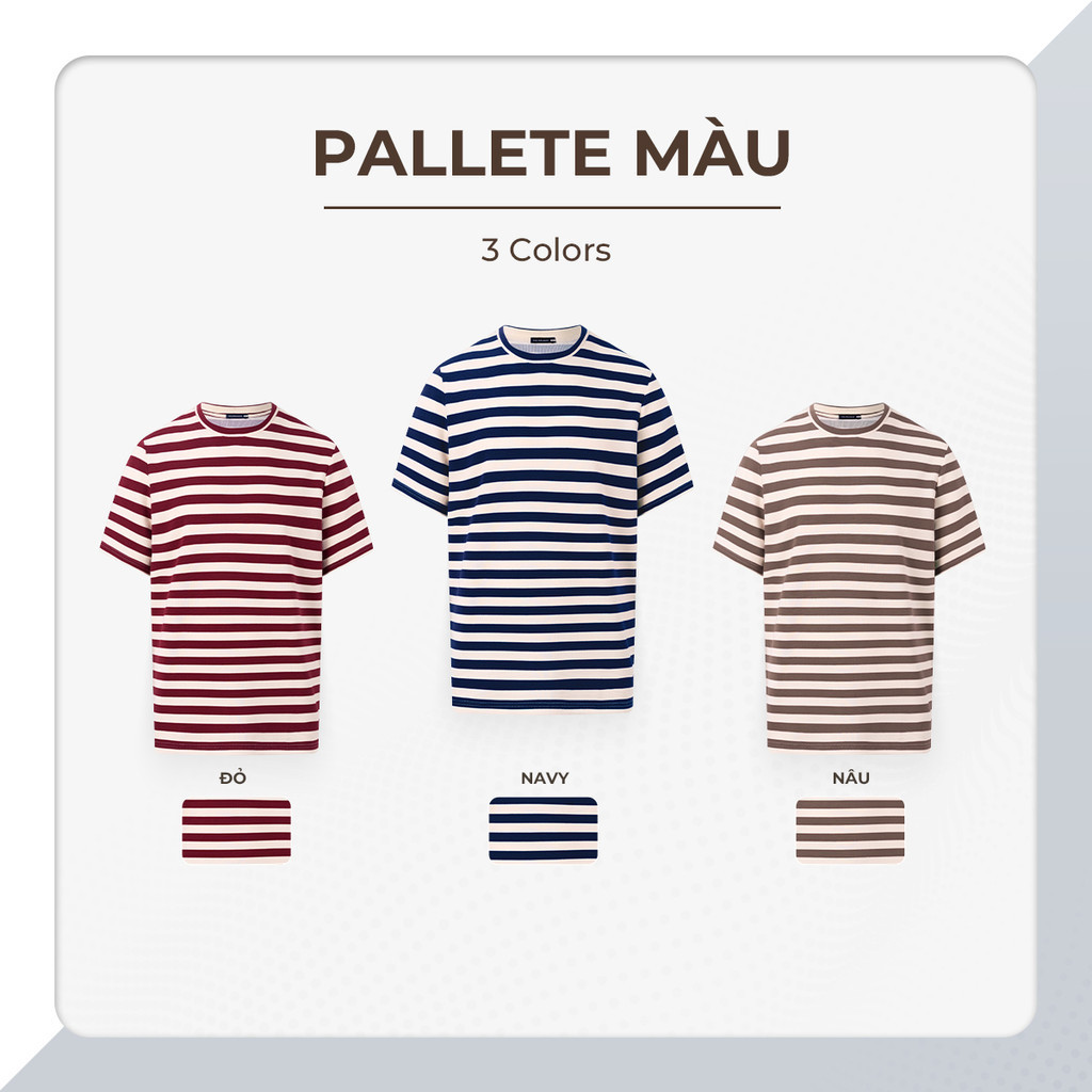 Mô tả Áo thun nam cổ tròn kẻ sọc TSHIRT TOBY, BST TỪ NHÀ RA PHỐ, vải Cotton cvc, đứng form POLOMANOR - 6
