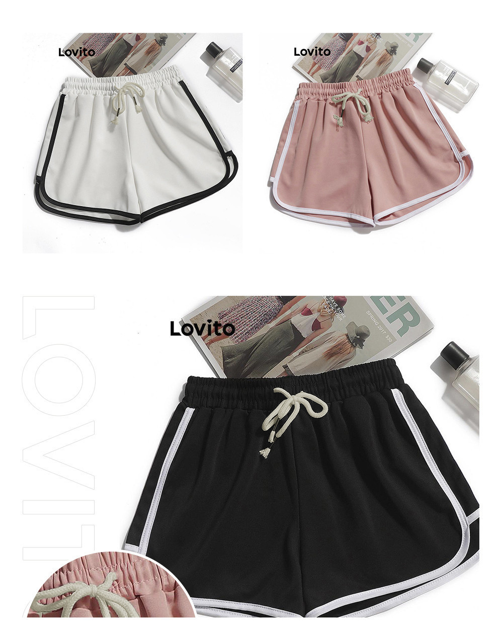 Mô tả Lovito - Quần Short Thể Thao Nữ Phối Viền Tương Phản LNL47151 - 4