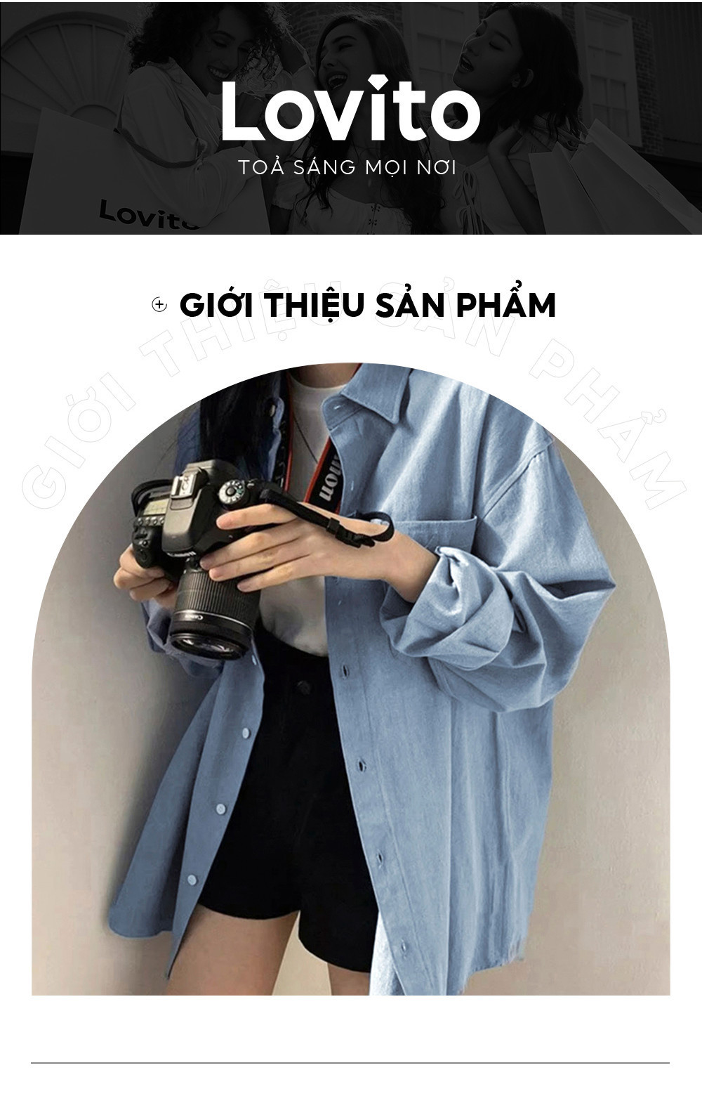 Mô tả Áo Lovito denim wash nút trước màu trơn thường ngày cho nữ LNE24112 (Nhiều màu) - 2