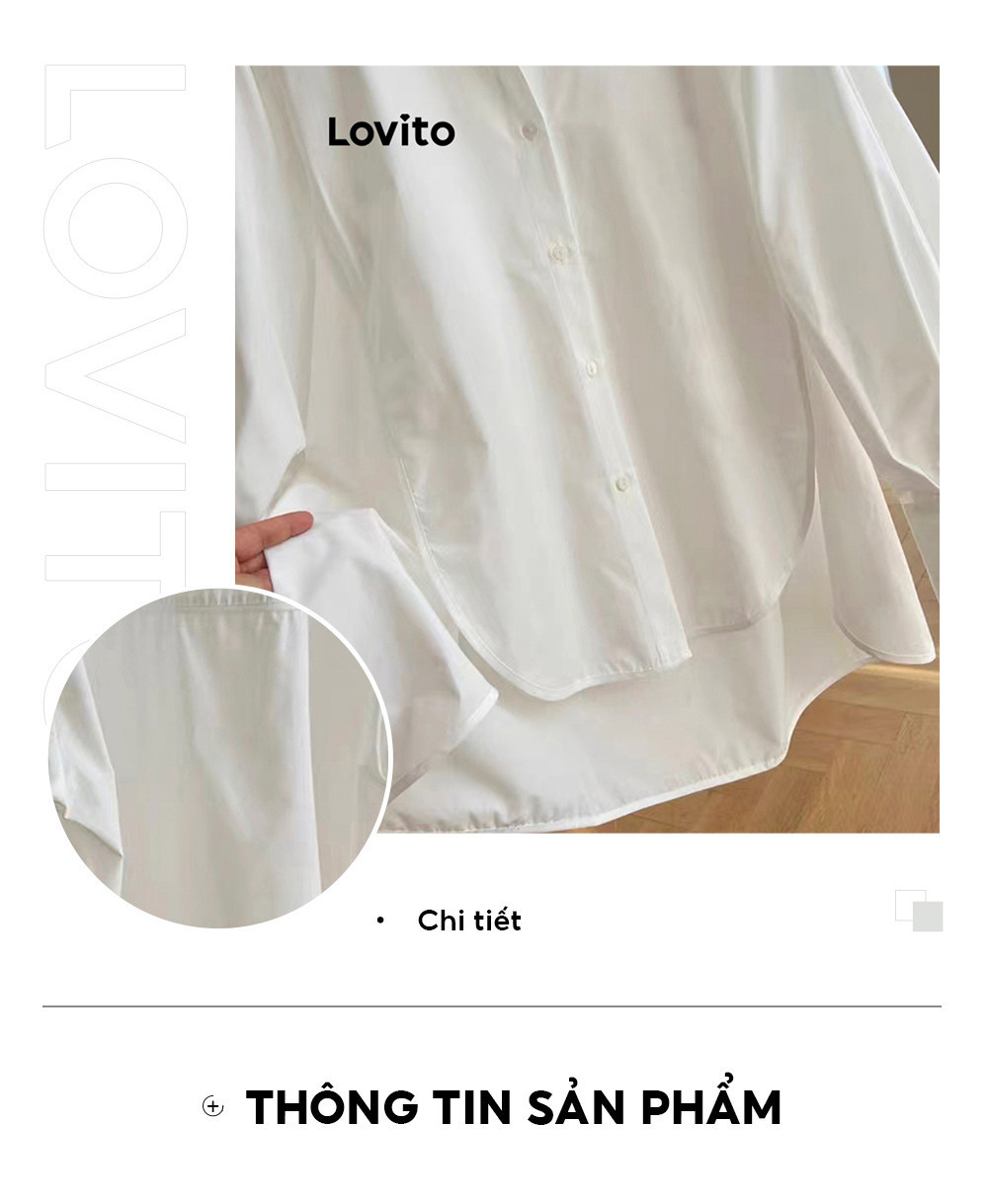 Mô tả Áo sơ mi kiểu Lovito không đối xứng nút trước màu trơn thanh lịch cho nữ LNE24084 (Nhiều màu) - 4