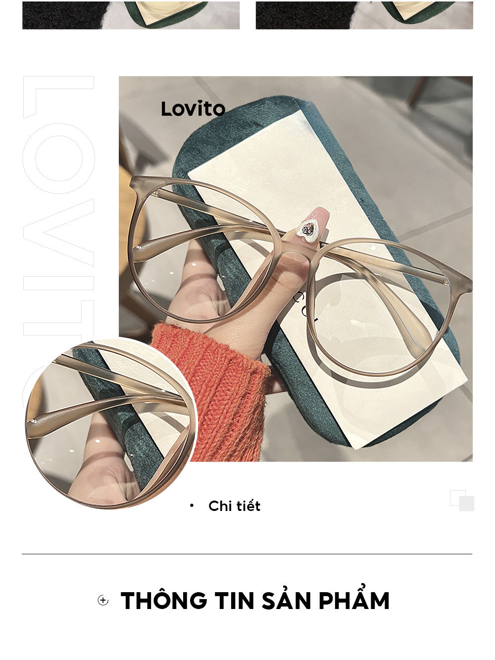 Mô tả Mắt kính Lovito đa năng phong cách thường ngày cho nữ LFA03238 (cà phê/ nâu/ xám/ đen) - 4