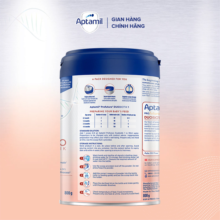 Mô tả Sữa Công Thức Aptamil Profutura Duobiotik 1 Dành Cho Trẻ Từ 0-6 Tháng Tuổi (800g) - 4