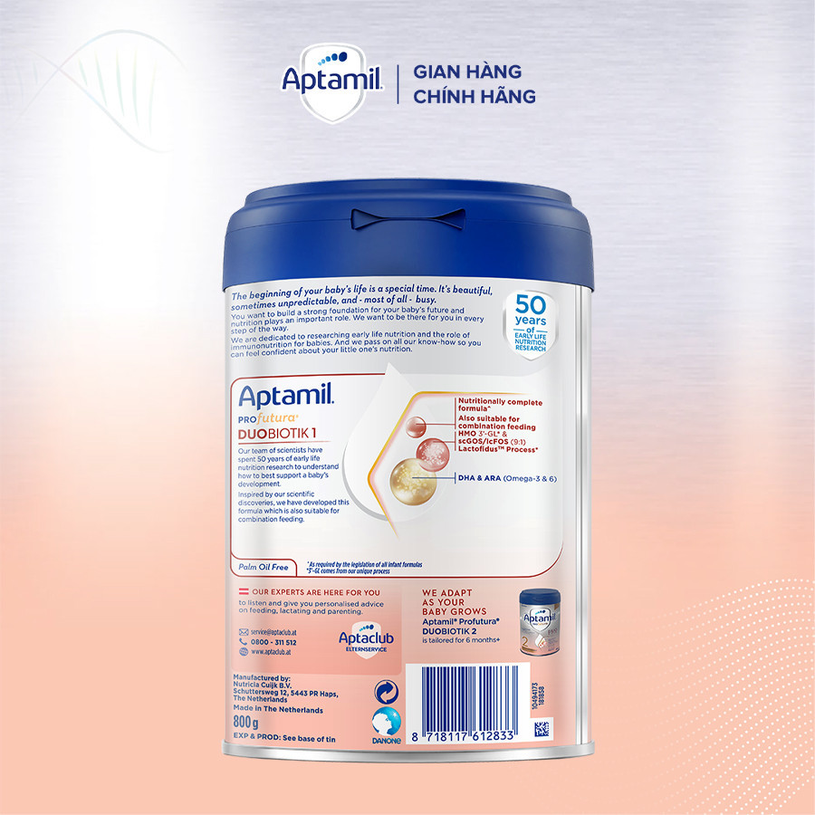 Mô tả Sữa Công Thức Aptamil Profutura Duobiotik 1 Dành Cho Trẻ Từ 0-6 Tháng Tuổi (800g) - 5