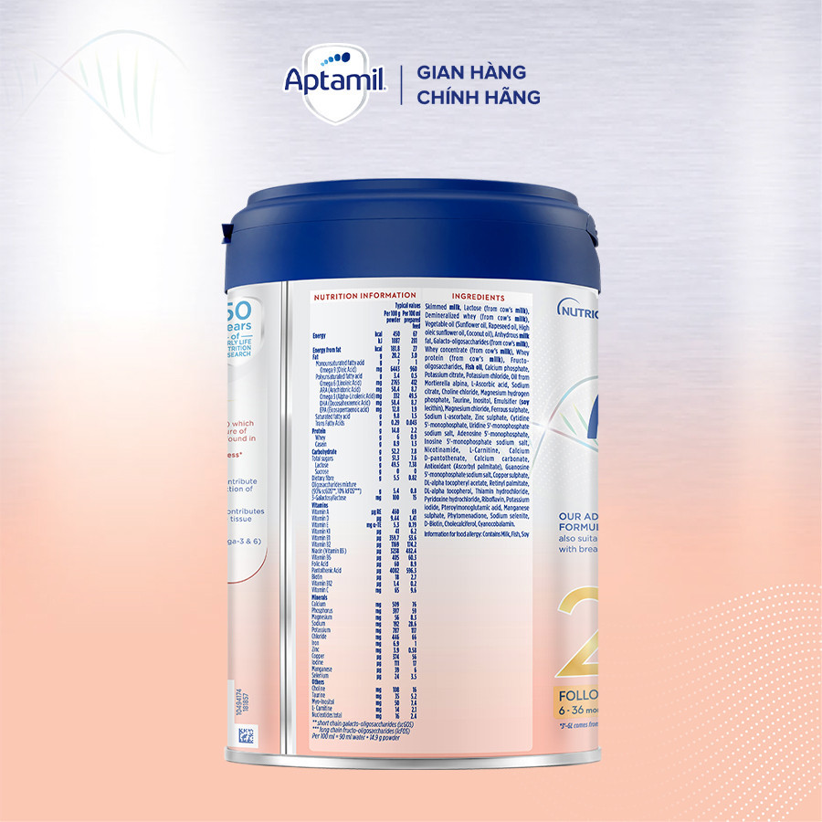 Mô tả Sữa Công Thức Aptamil Profutura Duobiotik 2 Dành Cho Trẻ Từ 6-36 Tháng Tuổi (800g) - 3