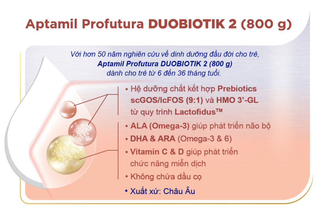 Mô tả Sữa Công Thức Aptamil Profutura Duobiotik 2 Dành Cho Trẻ Từ 6-36 Tháng Tuổi (800g) - 6