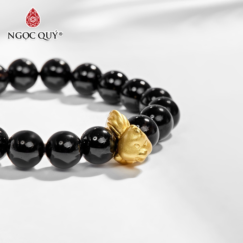 Mô tả Vòng tay đá obsidian phối charm bạc 12 con giáp mạ vàng - Ngọc Quý - 2