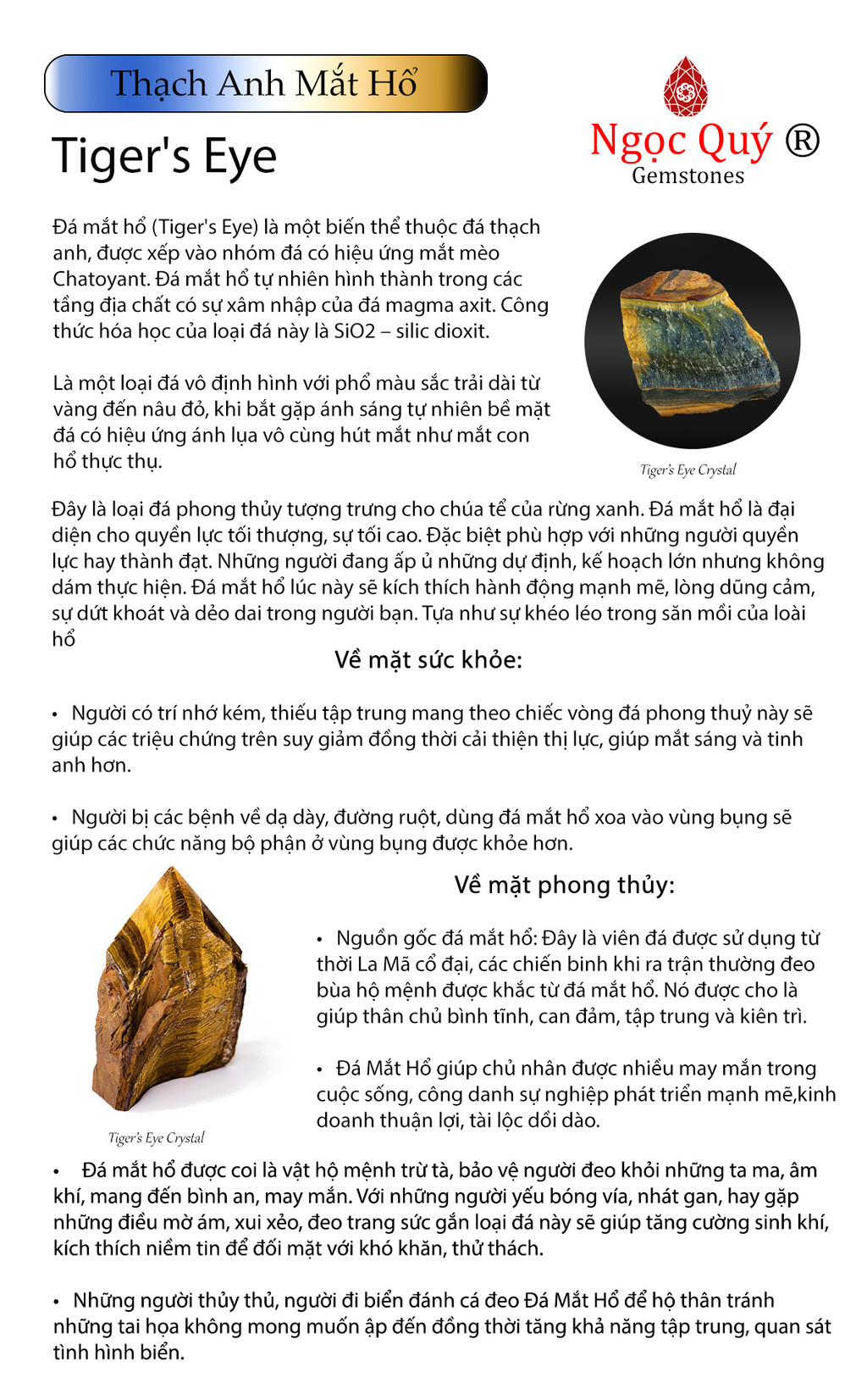 Mô tả Vòng đá mắt hổ vàng nâu tiger's eyes quarzt mệnh thổ, kim - Ngọc Quý - 1