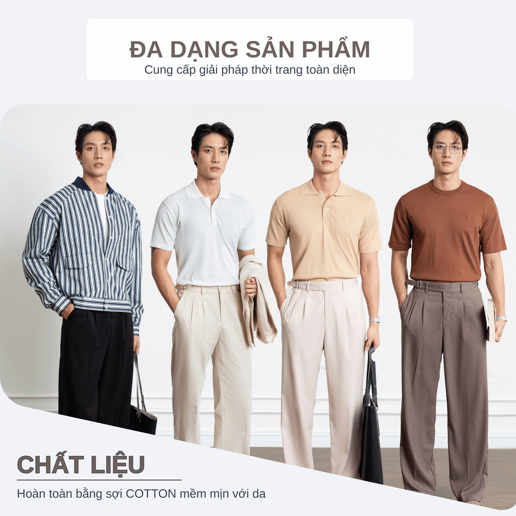 Mô tả Áo thun form REGULAR R1210 BD201 chất cotton hoạ tiết phối cổ thiết kế B icon cao cấp trẻ trung thanh lịch BEN& TOD - 1