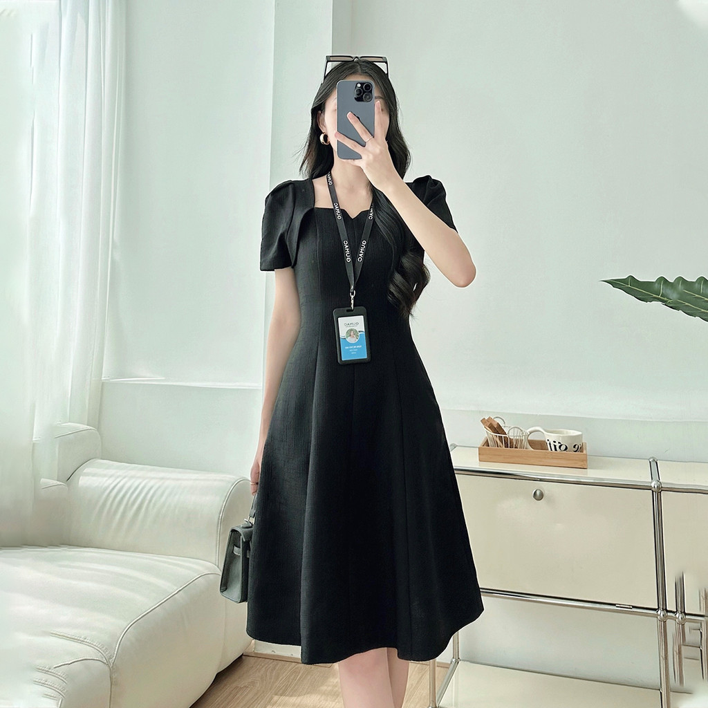 Mô tả Đầm cổ vuông xẻ V thời trang GUMAC LDE0910 - 4
