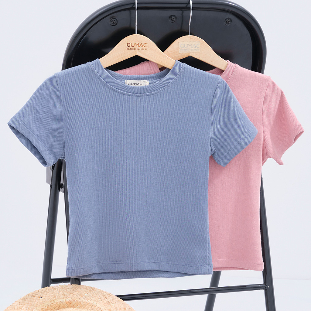 Mô tả Áo thun nữ cổ tròn form ôm body chất vải thun gân co giản mát mẻ thời trang GUMAC LATE0602 - 3