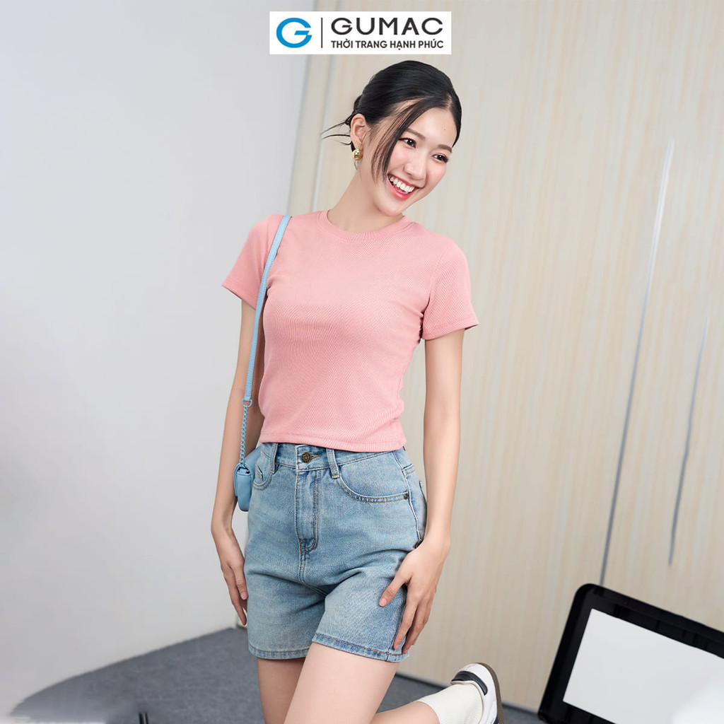 Mô tả Áo thun nữ cổ tròn form ôm body chất vải thun gân co giản mát mẻ thời trang GUMAC LATE0602 - 7