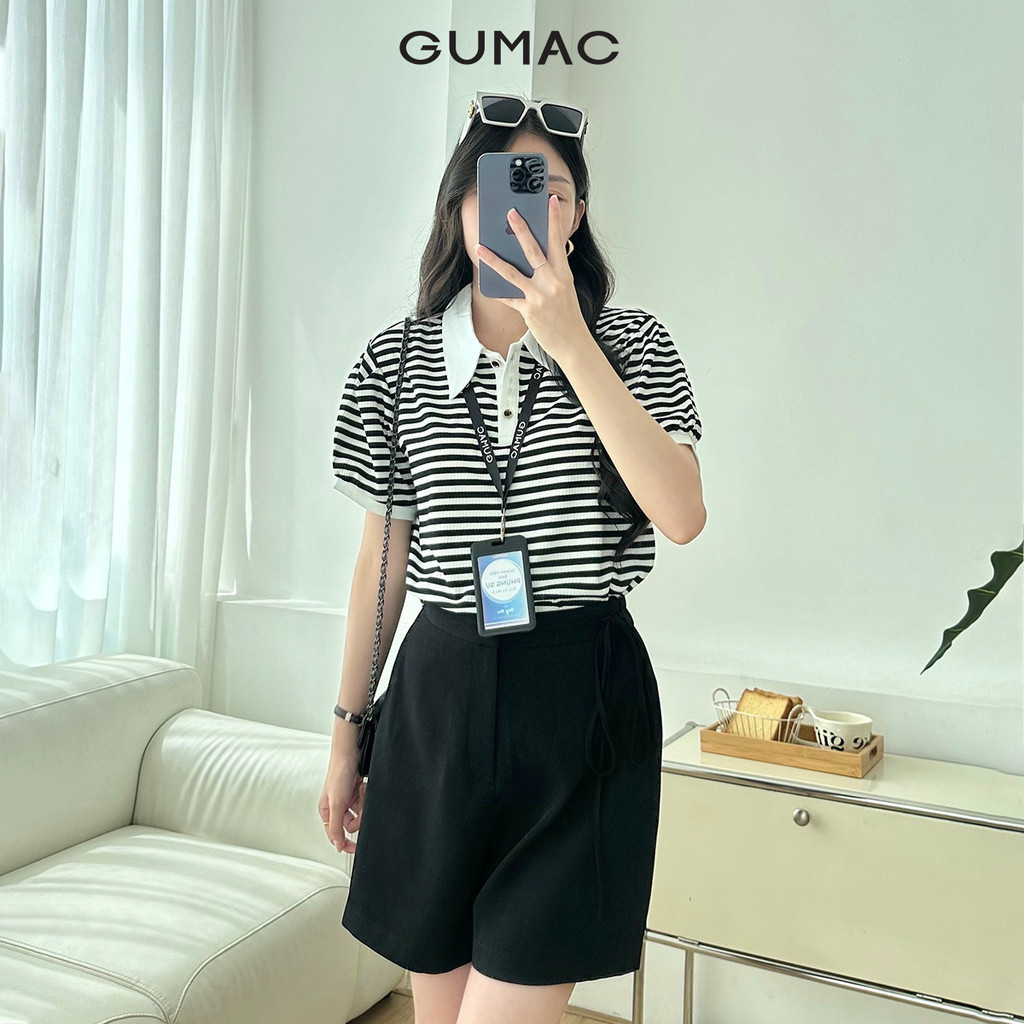 Mô tả Áo polo sọc phối kiểu thời trang GUMAC PLE11036 - 2