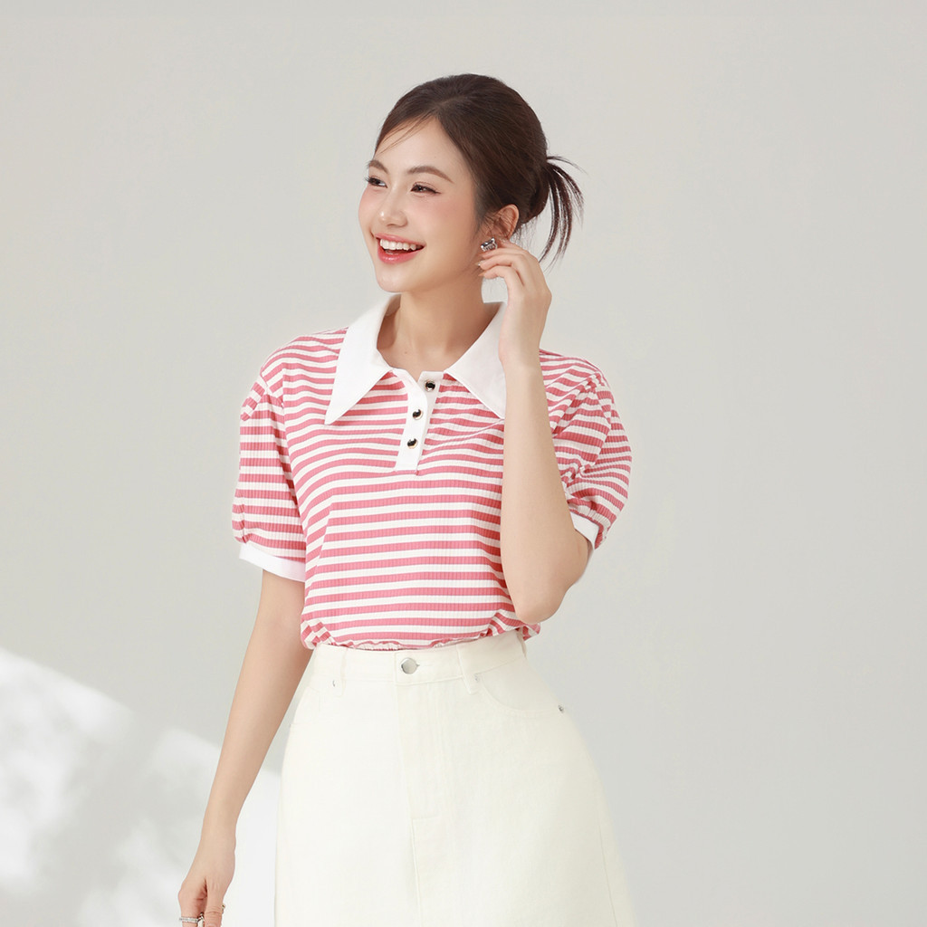 Mô tả Áo polo sọc phối kiểu thời trang GUMAC PLE11036 - 3
