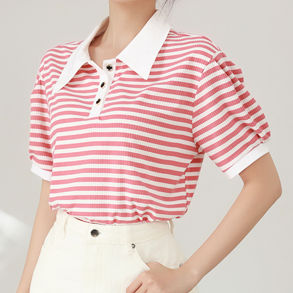 Mô tả Áo polo sọc phối kiểu thời trang GUMAC PLE11036 - 5