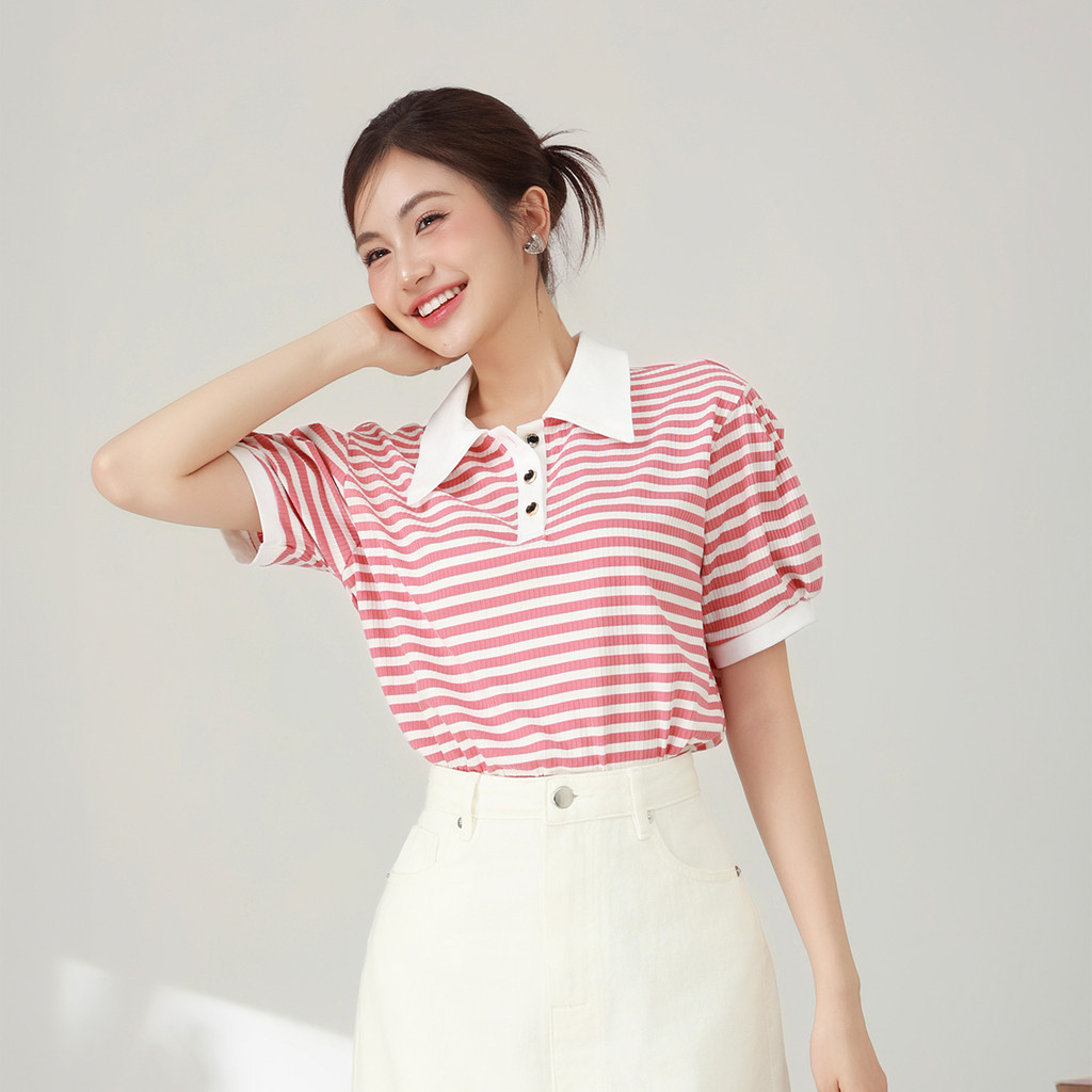 Mô tả Áo polo sọc phối kiểu thời trang GUMAC PLE11036 - 6