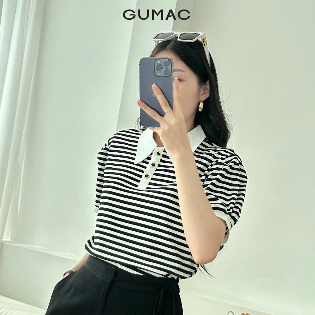 Mô tả Áo polo sọc phối kiểu thời trang GUMAC PLE11036 - 8