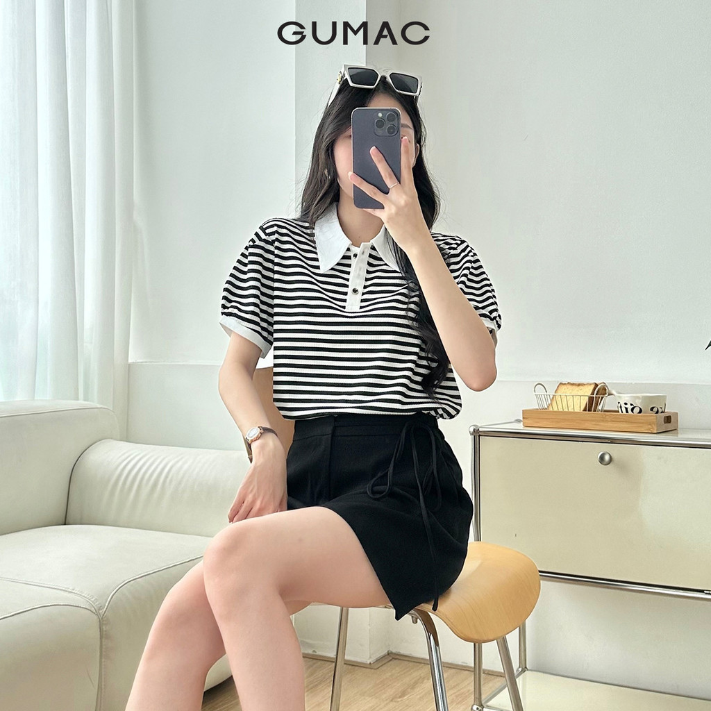Mô tả Áo polo sọc phối kiểu thời trang GUMAC PLE11036 - 9