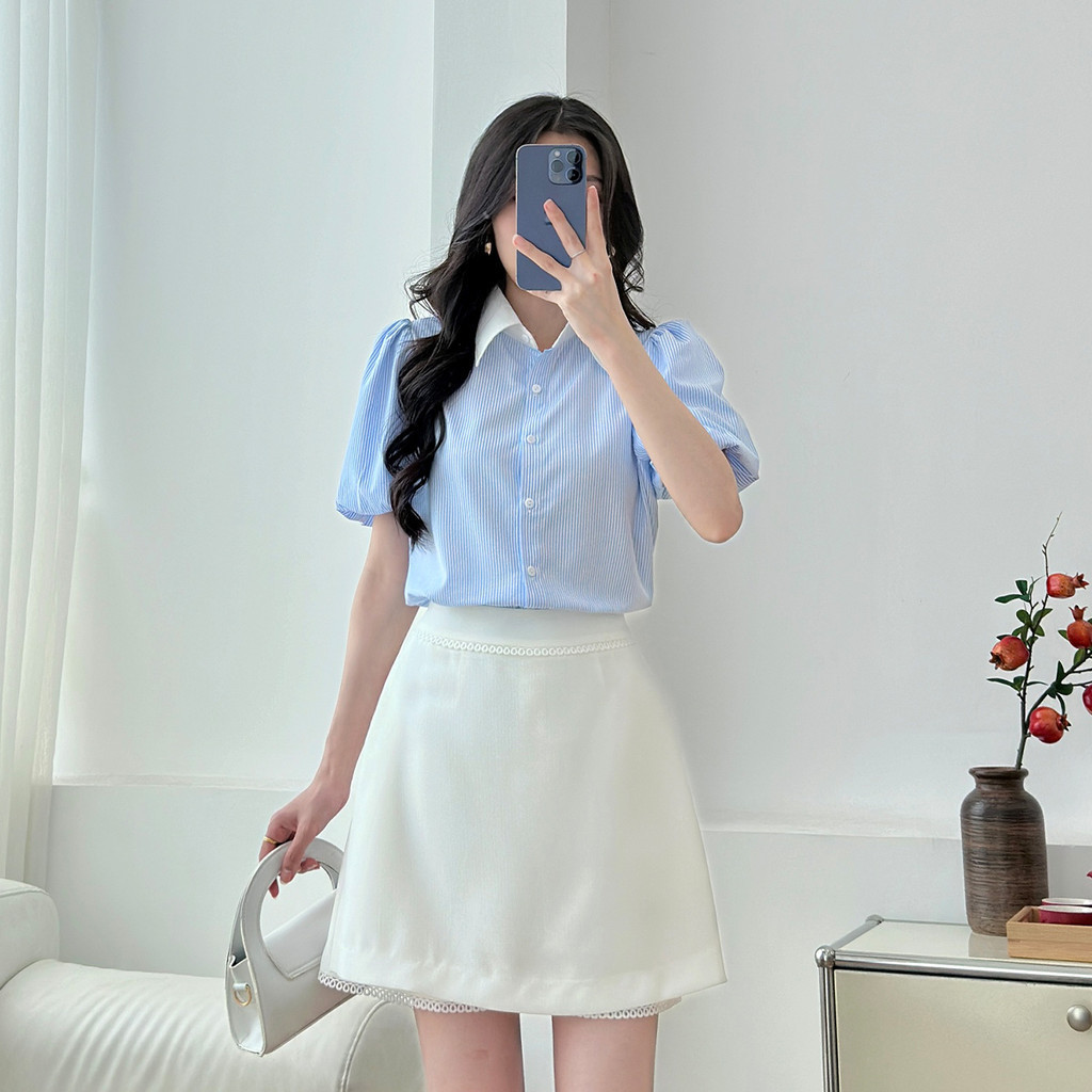 Mô tả Sơ mi cổ kiểu thời trang GUMAC LAF0117 - 2