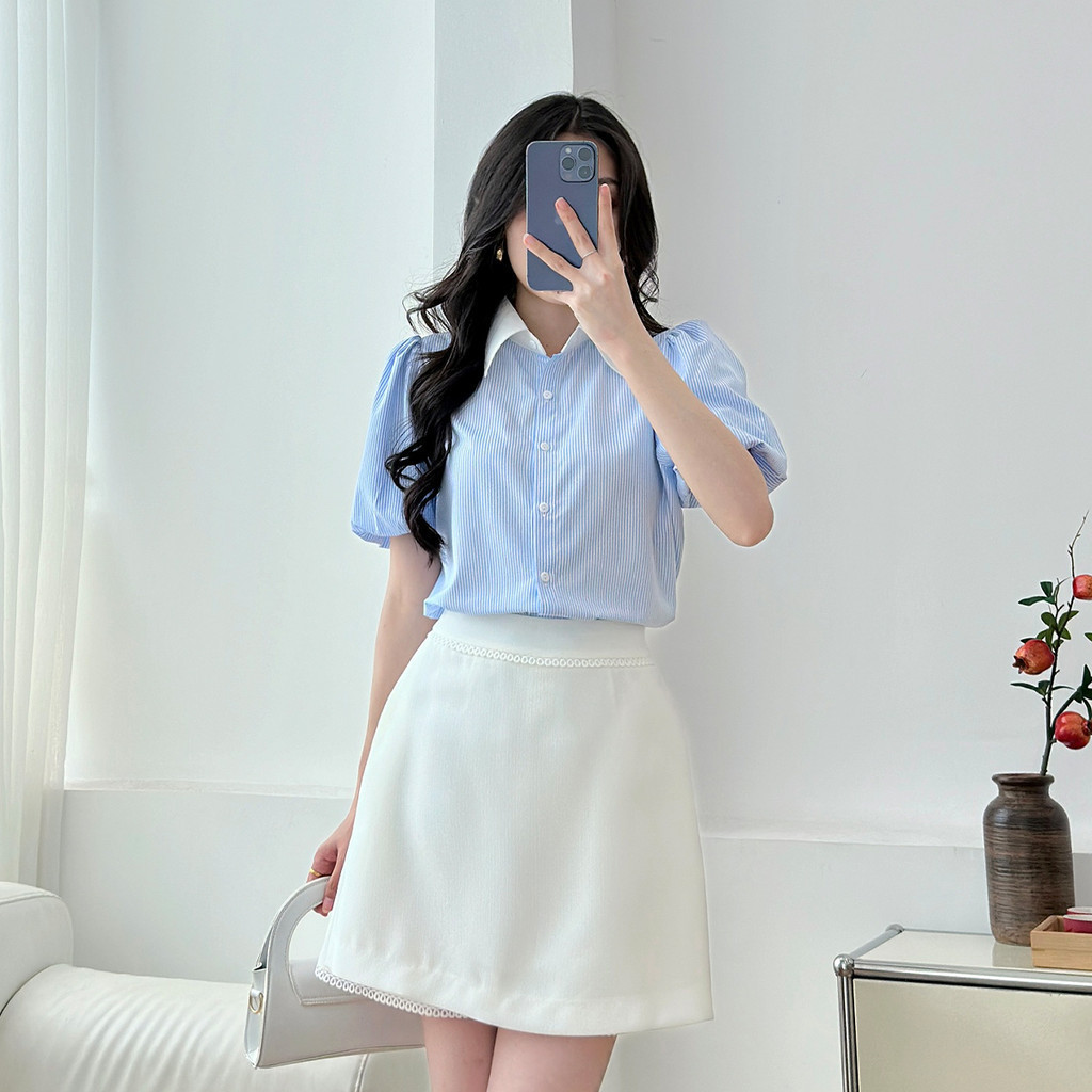 Mô tả Sơ mi cổ kiểu thời trang GUMAC LAF0117 - 3