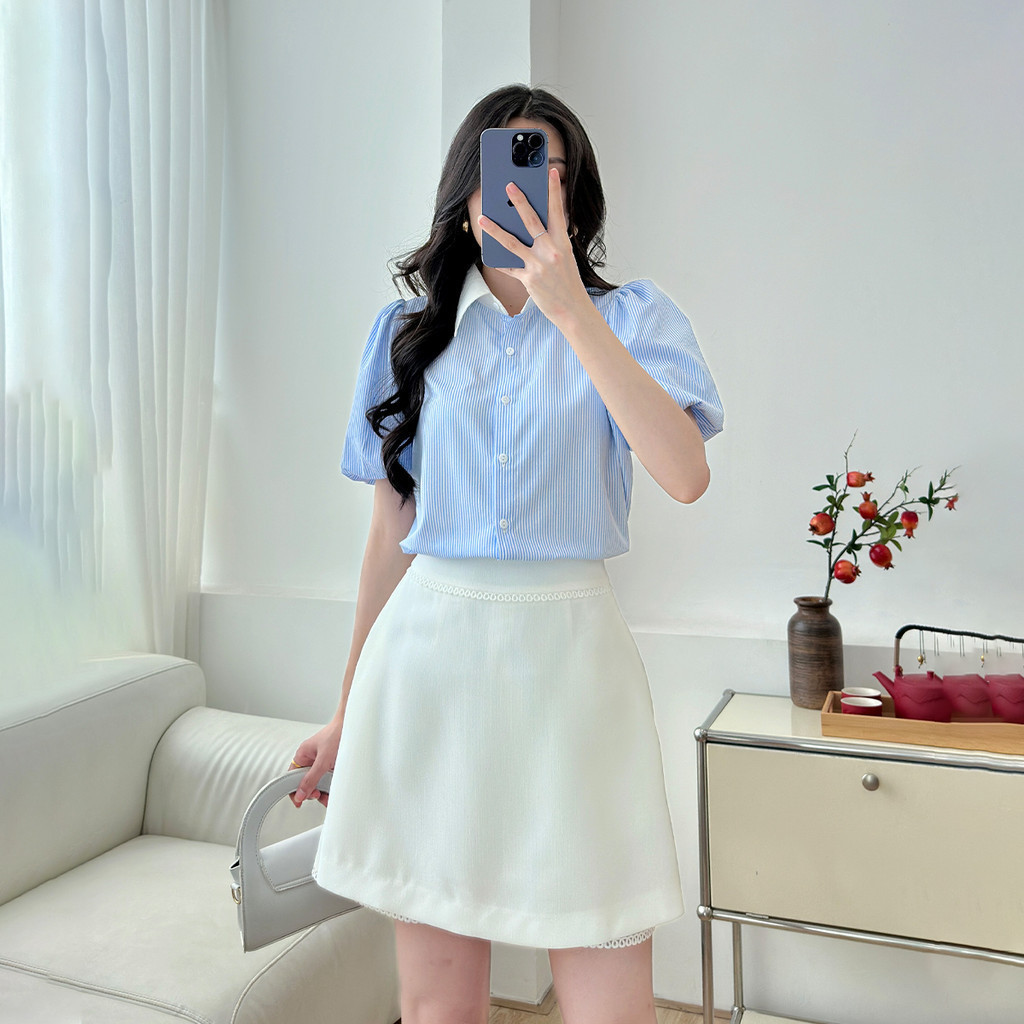 Mô tả Sơ mi cổ kiểu thời trang GUMAC LAF0117 - 4