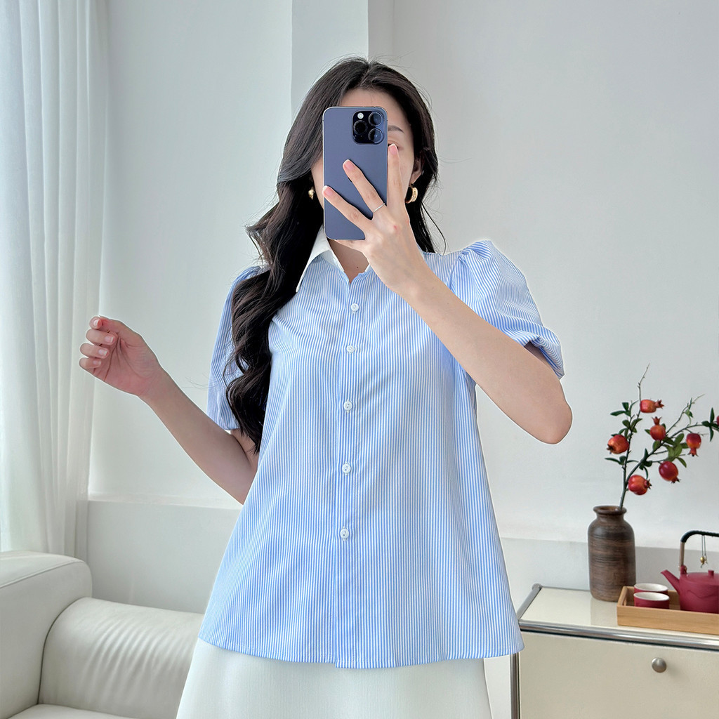 Mô tả Sơ mi cổ kiểu thời trang GUMAC LAF0117 - 9
