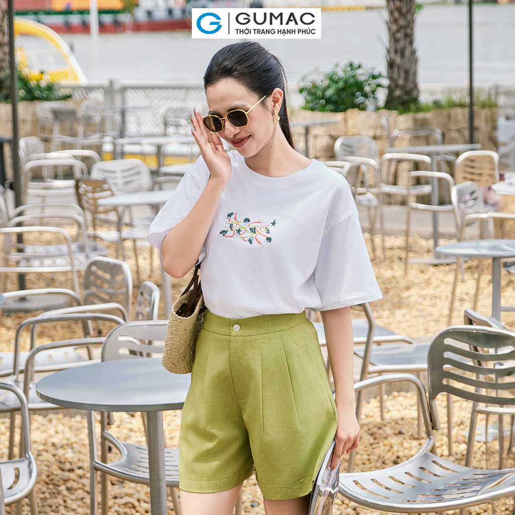 Mô tả Áo thun thêu phom rộng thời trang GUMAC ATE06078 - 7