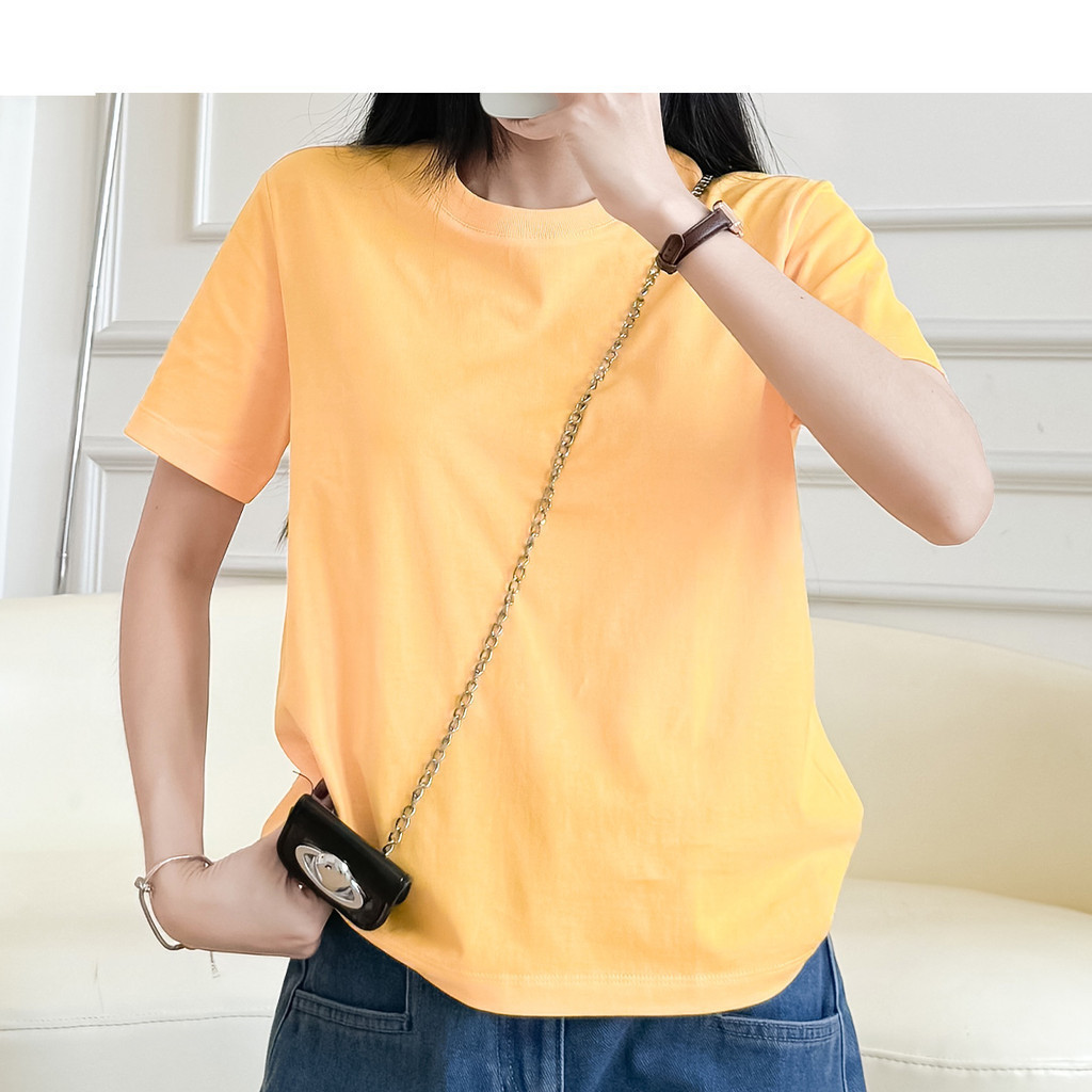 Mô tả Áo thun nữ trơn cotton cổ tròn cơ bản dễ phối màu hồng vàng xanh Gmorning - GUMAC YATE10093-LATE1110 - 2