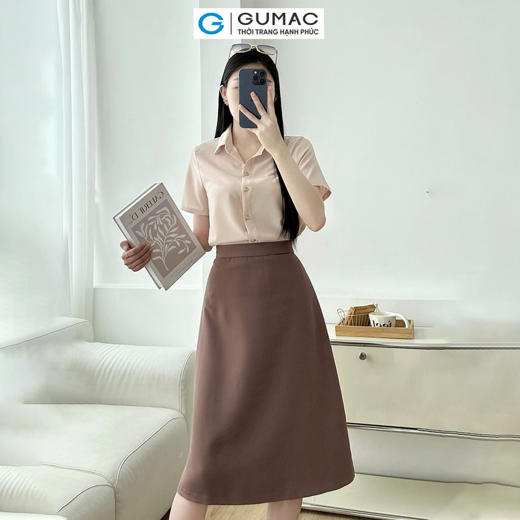 Mô tả Chân váy basic nữ công sở dáng A xòe cơ bản có túi nhỏ thanh lịch thời trang GUMAC BVE00013 - 2