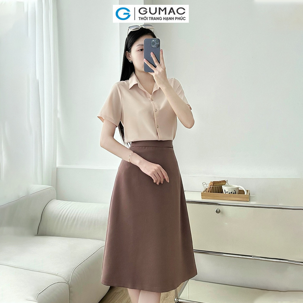 Mô tả Chân váy basic nữ công sở dáng A xòe cơ bản có túi nhỏ thanh lịch thời trang GUMAC BVE00013 - 3