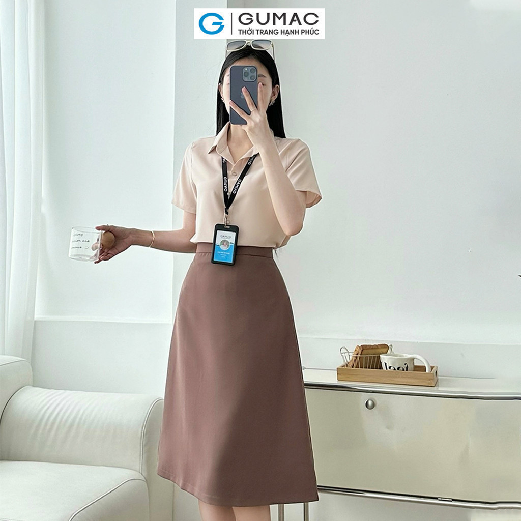 Mô tả Chân váy basic nữ công sở dáng A xòe cơ bản có túi nhỏ thanh lịch thời trang GUMAC BVE00013 - 4
