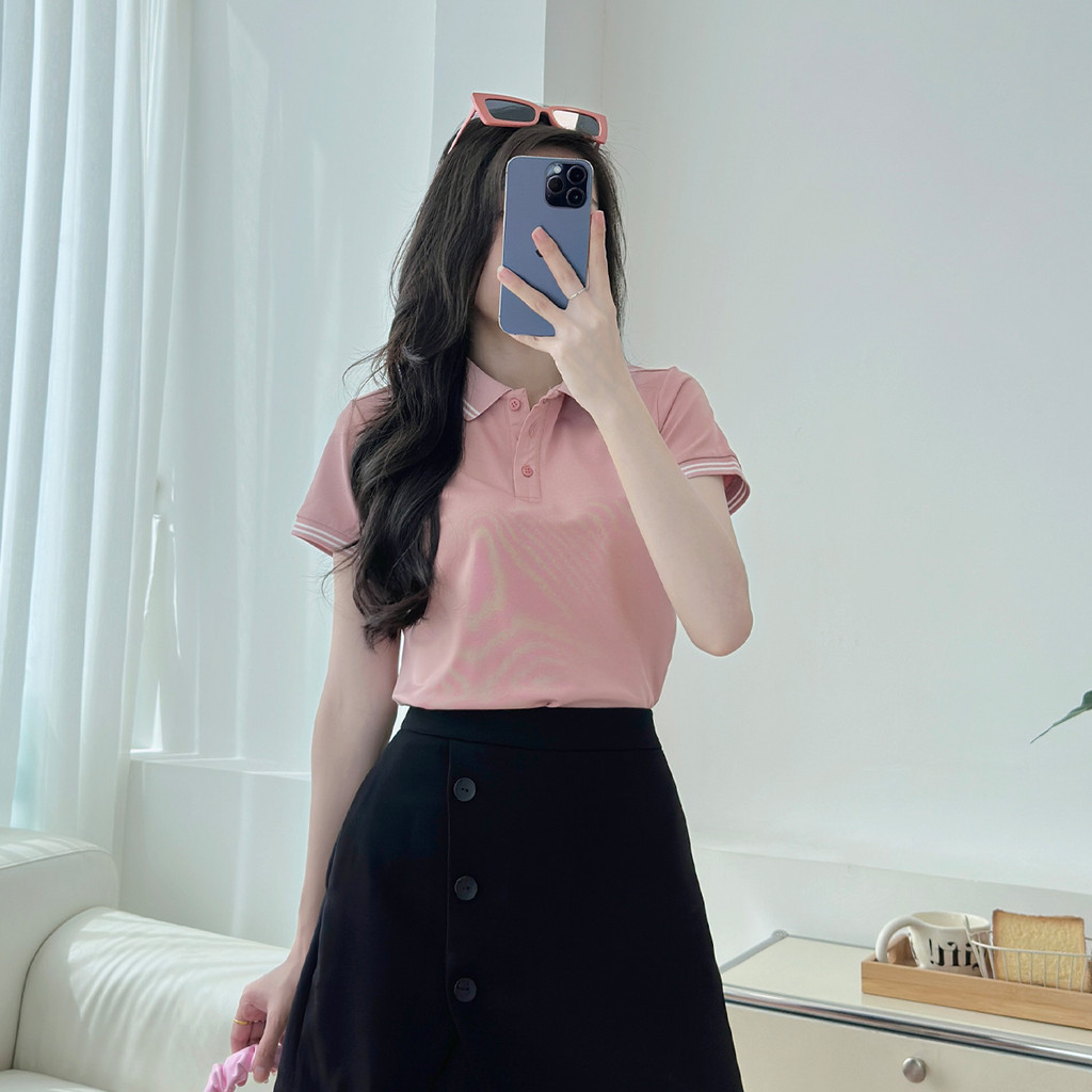 Mô tả Áo polo nữ thun cá sấu thời trang GUMAC phối sọc 2 viền thiết kế đẹp nhiều màu thanh lịch LPLE0917 - 3