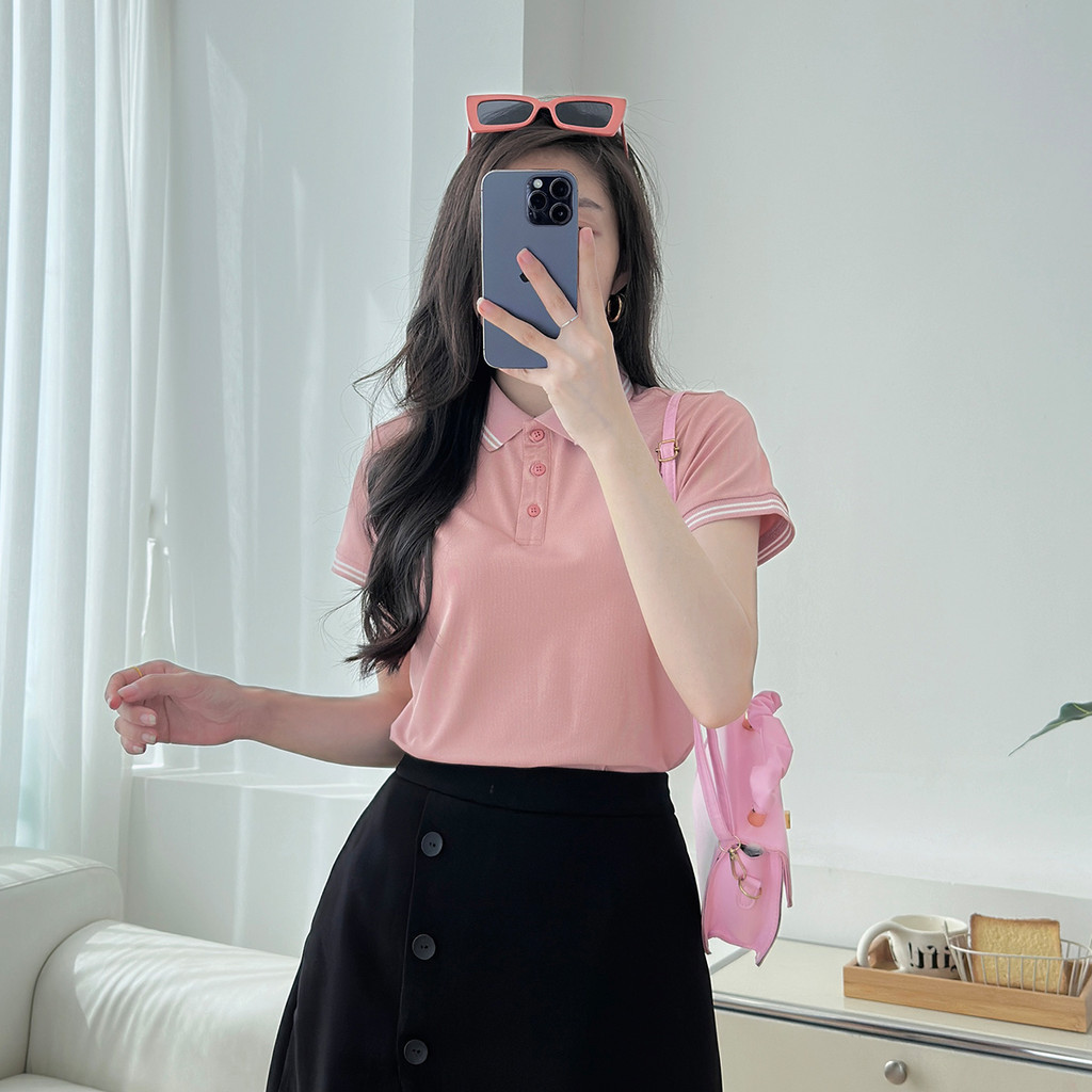 Mô tả Áo polo nữ thun cá sấu thời trang GUMAC phối sọc 2 viền thiết kế đẹp nhiều màu thanh lịch LPLE0917 - 7