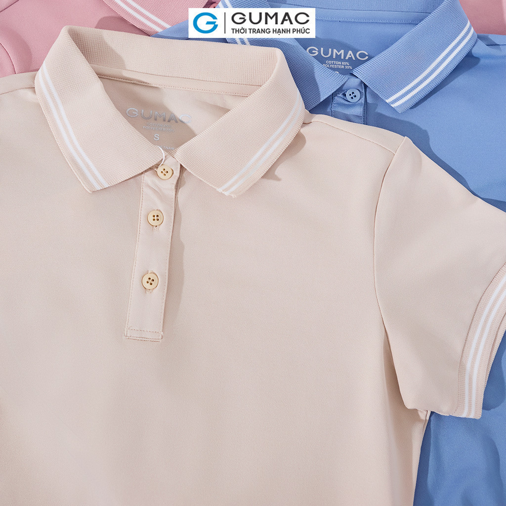 Mô tả Áo polo nữ thun cá sấu thời trang GUMAC phối sọc 2 viền thiết kế đẹp nhiều màu thanh lịch LPLE0917 - 10