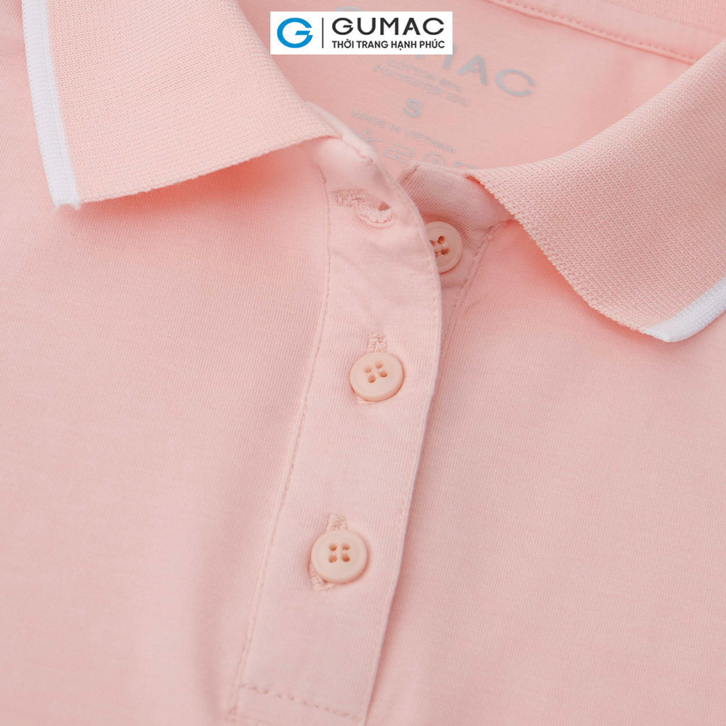 Mô tả Áo thun polo nữ màu hồng - tím thời trang GUMAC có cổ đẹp thiết kế trơn cơ bản thoáng khí PLE03028 - 6