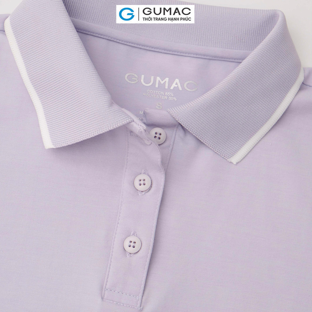 Mô tả Áo thun polo nữ màu hồng - tím thời trang GUMAC có cổ đẹp thiết kế trơn cơ bản thoáng khí PLE03028 - 7