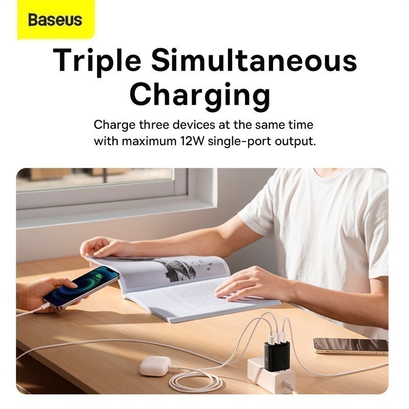 Mô tả Củ sạc nhanh Baseus Compact 3 cổng Usb 17W EU - 2