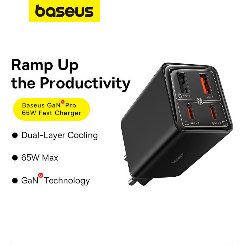 Mô tả Bộ sạc nhanh đa năng Baseus GaN6 Pro 2C+2U 65W EU - 1
