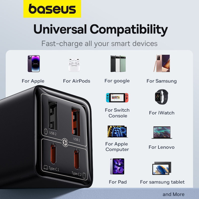 Mô tả Bộ sạc nhanh đa năng Baseus GaN6 Pro 2C+2U 65W EU - 8