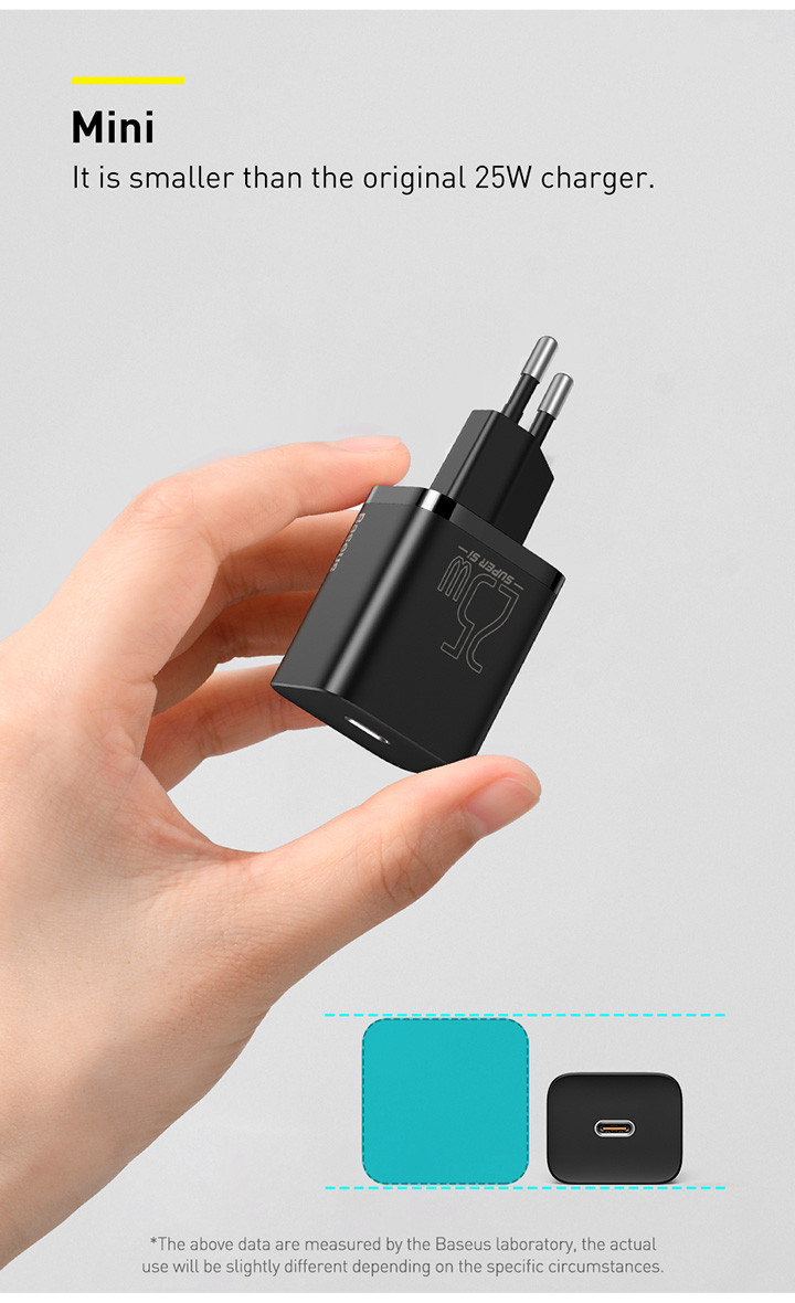 Mô tả Bộ sạc nhanh Type-C Baseus Super Si 25W PD/ QC3.0 Quick charger, With Cable Type-C To Type-C 1m - 4